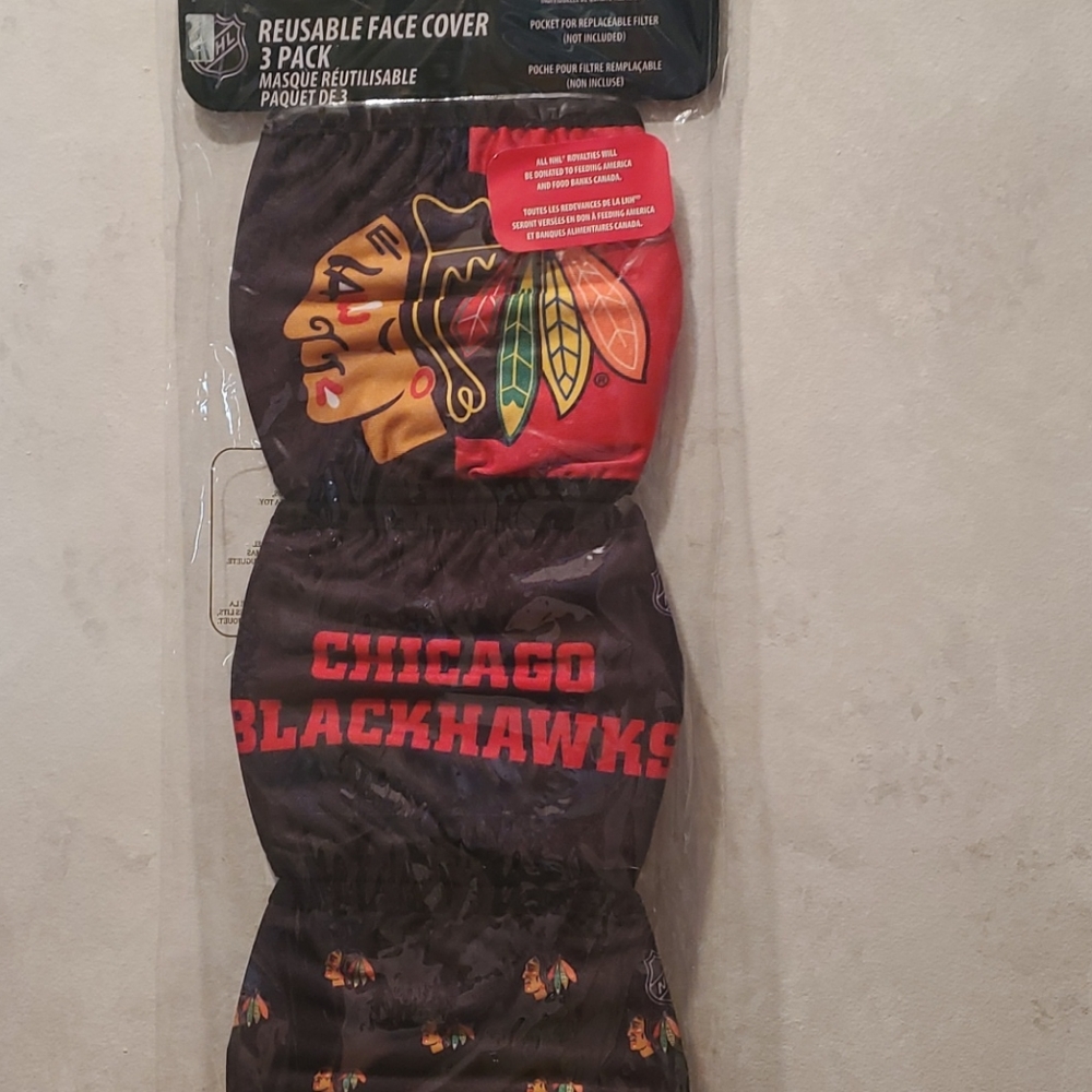 Three Chicago Blackhawks Reusable Masks